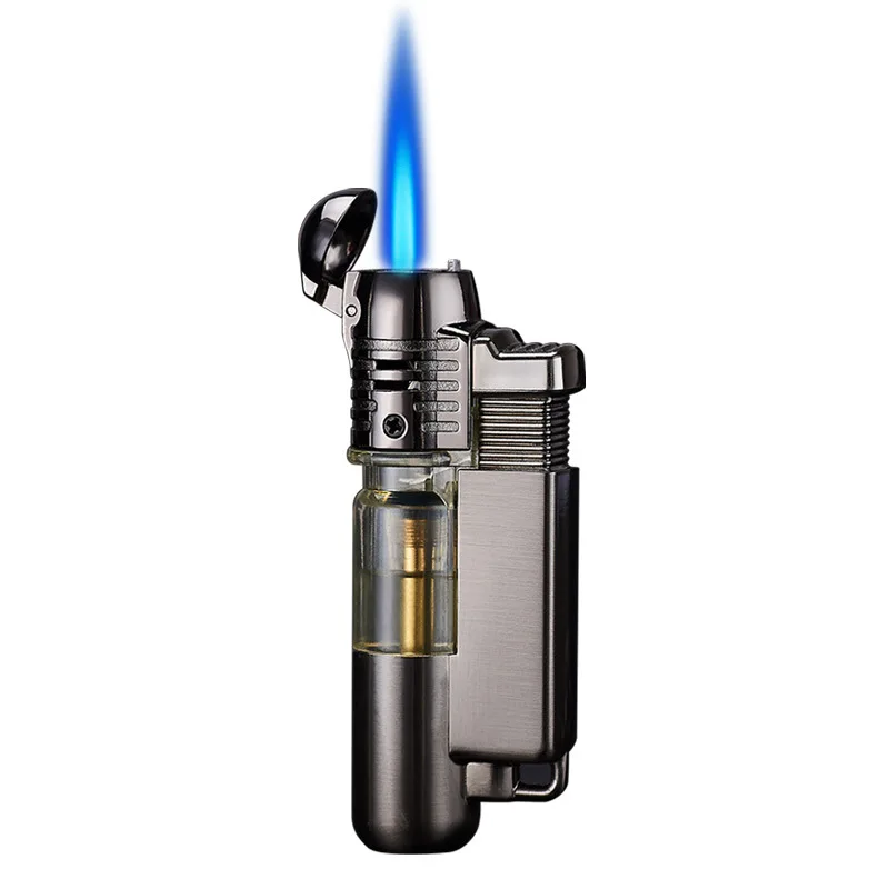 

Metal Jet Flame Lighter Butane Transparent Visible Can Outdoor Windproof Lighter Men's Cigarette Accessories Gift