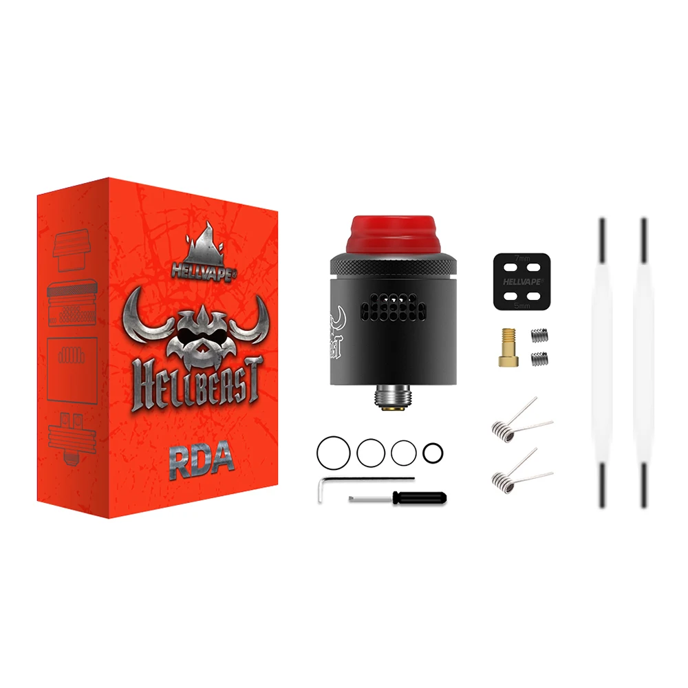Original Hellvape Hellbeast RDA Tank 810 Drip Tip Atomizer with NI80 Fused Clapton Coil E Cigarette Vaporizer Vs Dead Rabbit V2 |
