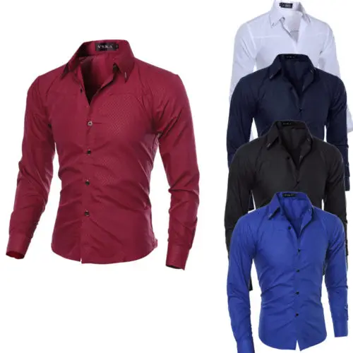 

Men's Luxury Slim Fit Casual Shirt Long Sleeve Business Formal Dress Shirts Tops Male Spring Autumn Clothing