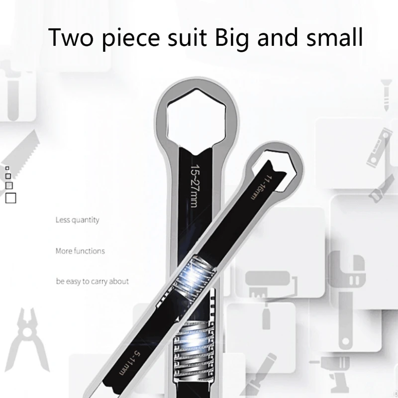 

P15F Multifunction Adjustable Wrench Carbon Steel Double Head Spanner Universal Repair Hand Tools for bicycle Car