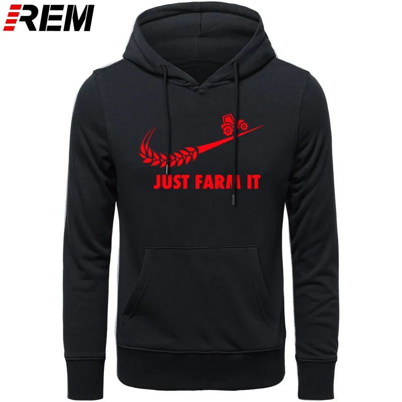 Худи rem Fashion Just Farm It для мужчин, с круглым вырезом, хлопок, с длинным рукавом, фермер, фермерский человек, топы, Толстовки, Толстовки - Цвет: BLACK RED