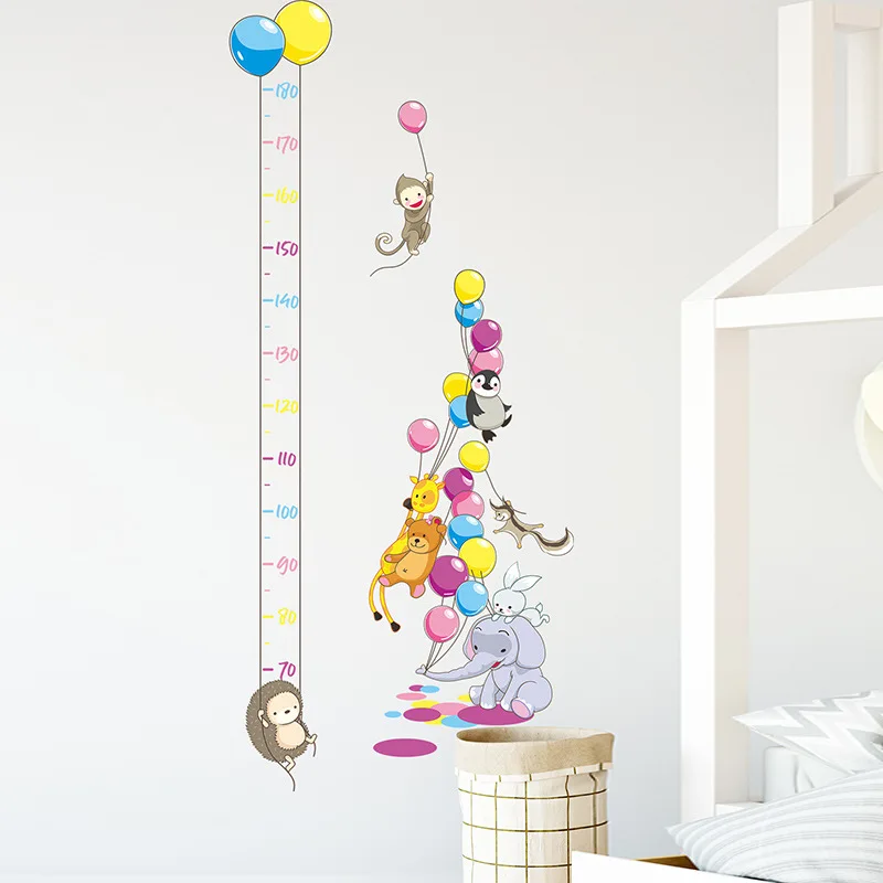 

New Cartoon Animal Height Sticker Monkey Balloon Elephant Children's Bedroom Entrance Home Decoration Wall Sticker