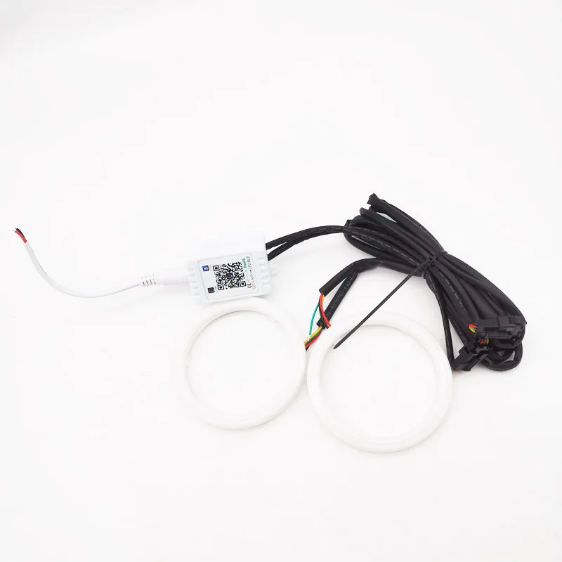 2Pcs Angel Eyes BT APP Control RGB 80mm Halo Rings COB Led Car Driving Headlight |