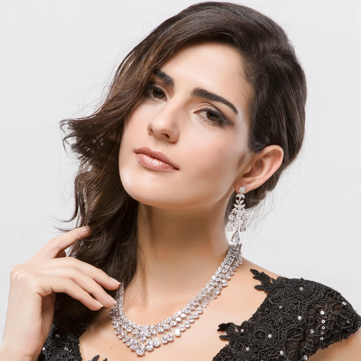 LUOTEEMI 2015 Elegant Chandelier Shape Cubic Zirconia Crystal Big Earrings Women Lady Fashion Wedding Party Jewelry | Украшения и