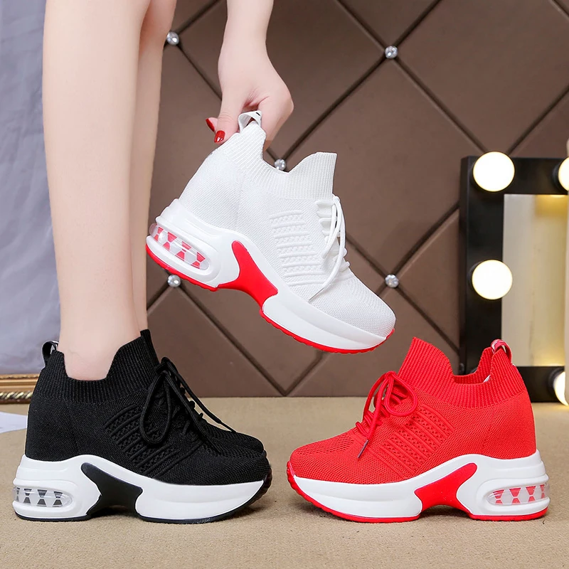Girl Sneakers Shoes Women White/Black /Red Breathable Autumn Casual Female Colors Heels Zapatillas Mujer | Обувь