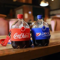 creative cartoon cute water cup with straw portable tritan drink cups cola cup straw water bottle ins for girl gift