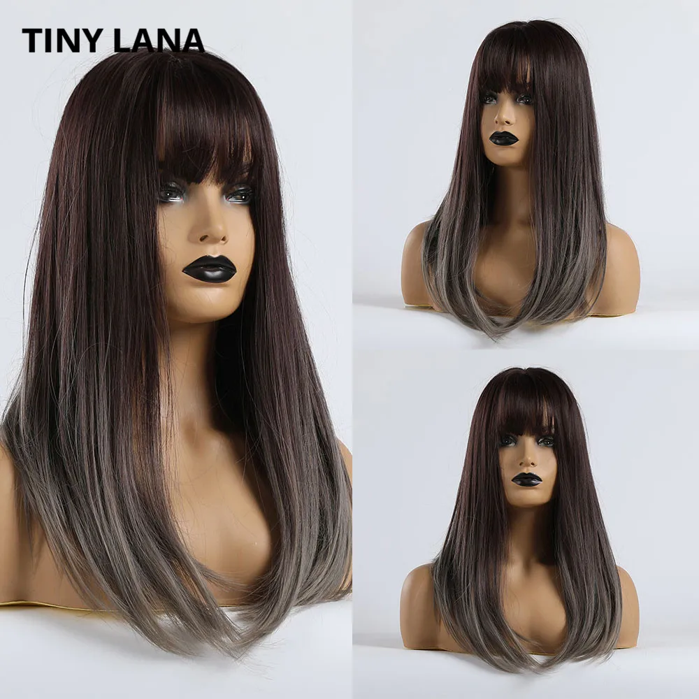 Крошечный LANA высокотемпературный волоконный длинный прямой Омбре черный