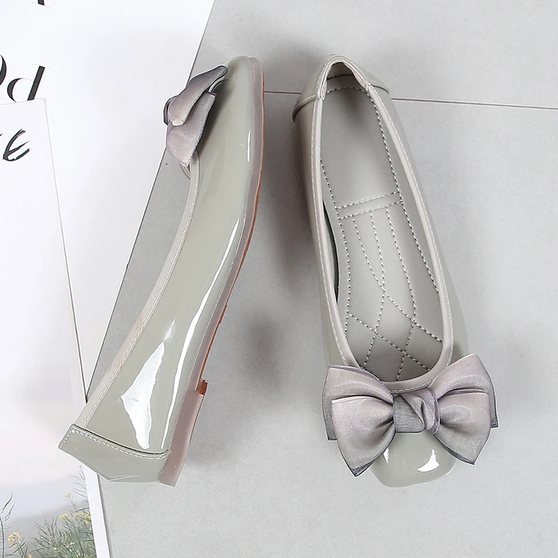 embroidered ballet flats shoes Fashion Pointed Toe Women Flats Shoes Bow Women Shoes Patent Leather Casual Single Summer Ballerina Shallow Mouth Shoes AC534 bridal slingbacks
