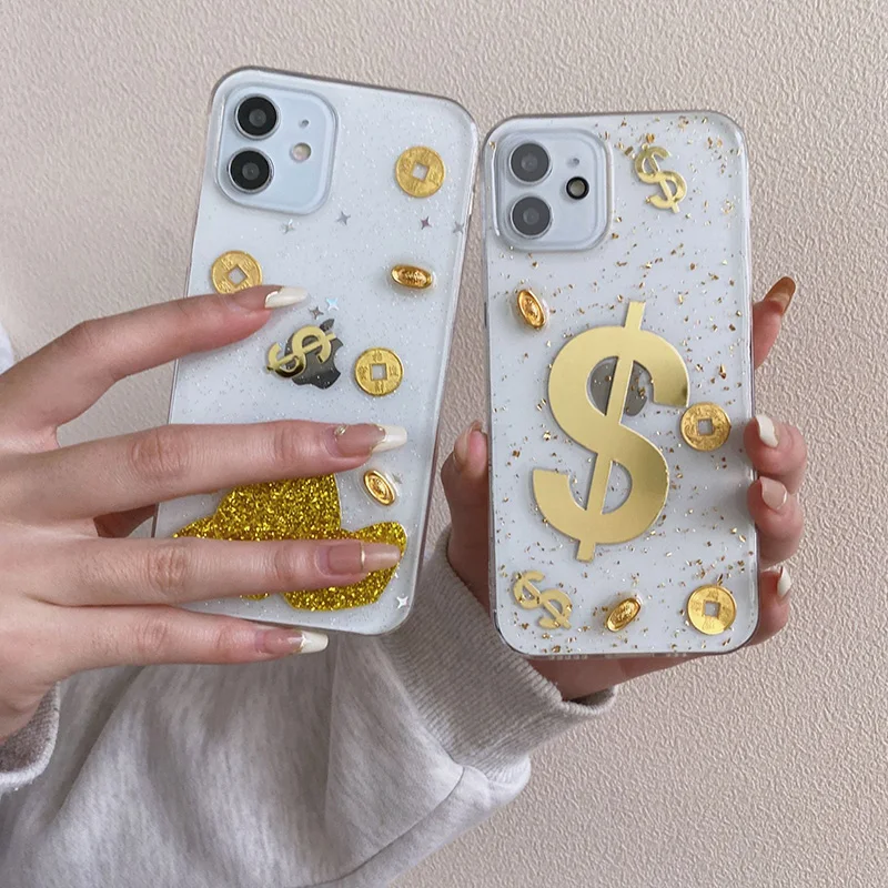 

For iPhone 13 Pro Max Case Luxury Golden Symbol Phone Case For iPhone 12 11 Pro Max X XR XS Max 7 8 Plus Transparent Back Cover