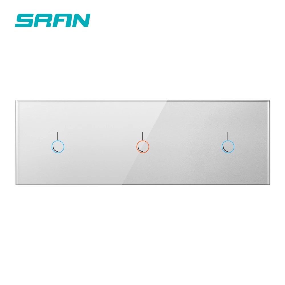 SRAN ЕС / ВЕЛИКОБРИТАНИЯ стандартный роскошный настенный 6 Gang switch strip черный стеклянная панель настенный светильник датчик сенсорный выключатель 3 рамка аксессуары для дома