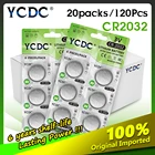 YCDC CR2032 120 шт. 3 в батарейка, Кнопочная батарейка, монетная батарейка cr 2032 DL2032 KCR2032 ECR2032, литиевые батареи для часов, часов, игрушек