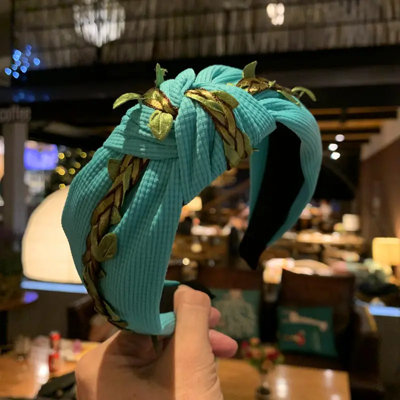 

New Knotted Headbands Hairbands Female Super Fairy Leaf Headwear Girls Vintage Hair Band Hair Accessories Headdress