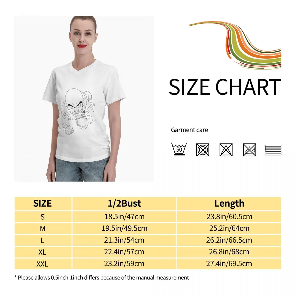 

Anime Fans Krillin Q womans T-shirts fashion V-neck T-shirt with short sleeves