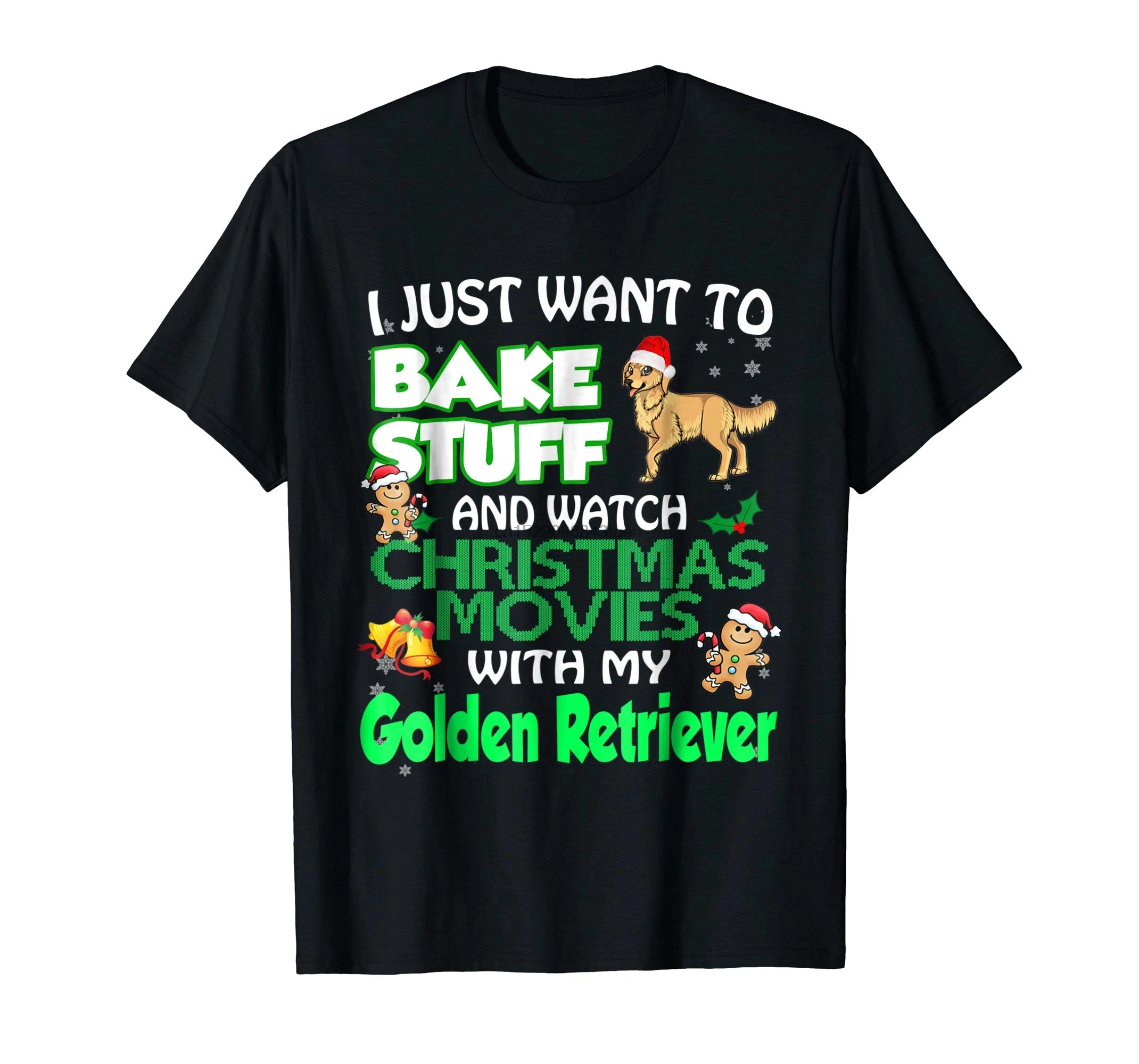 Испечь вещи Смотреть Рождественские фильмы с My Golden Retriever-Мужская Футболка-черный