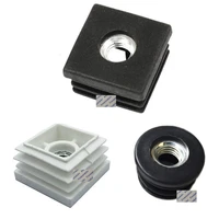 40pcslot square round black white plastic tubing tube pipe end insert cap built in embeded m6 m8 nut for leveling feet
