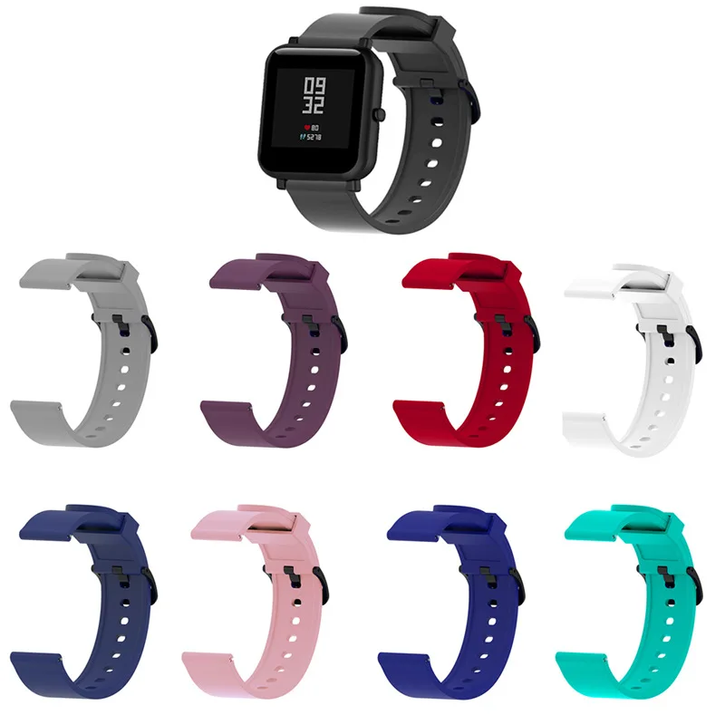 

20mm Universal Silicone Watch Replacement Watch Strap Band for Amazfit Bip Silicone Watch Strap with Quick Release Watchband