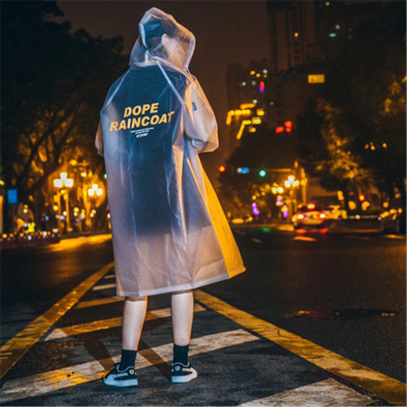 

Transparent Raincoat Women Rain Coat Men Long Poncho Hooded Rainwear EVA Impermeable Waterproof Rain Cover Adult Fashion Cool