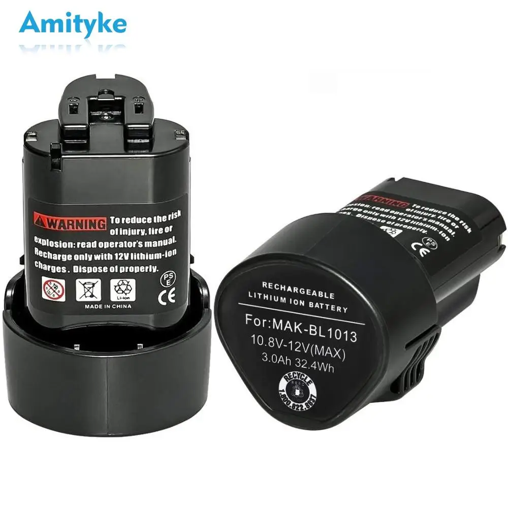 

Lithium Battery for Makita 2PCS/bag 10.8V 3.0AH BL1013 BL1014 LCT203W LCT204 194551-4 194550-6 Power Tool Li-ion Replacement