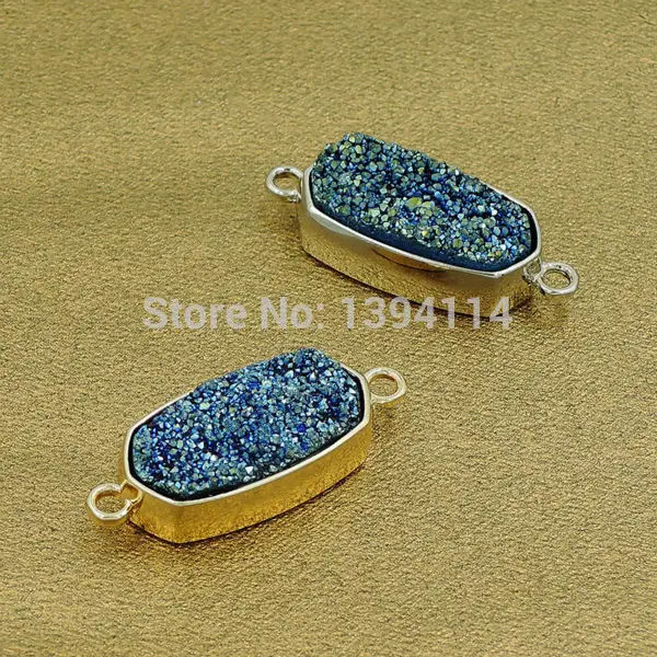 Шестигранный Соединитель с титановым покрытием и агатом 33 х13 мм