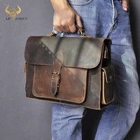 men real leather designer business briefcase 13 laptop document case fashion commercia attache portfolio crossbody bag 2058