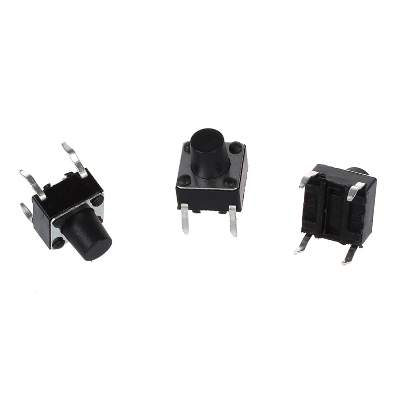 SODIAL(R) 100 шт. 6x6x7 мм Мгновенный тактовый кнопочный переключатель 4 Pin DIP сквозное