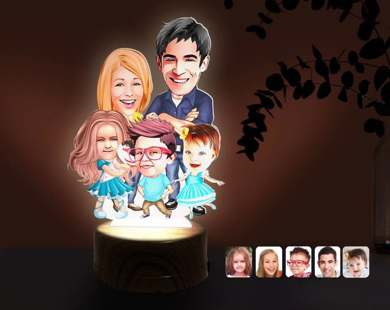 

Personalized Family Caricature Of DECORATIVE 3D TRINKET LED Illuminated Night Lambası-7