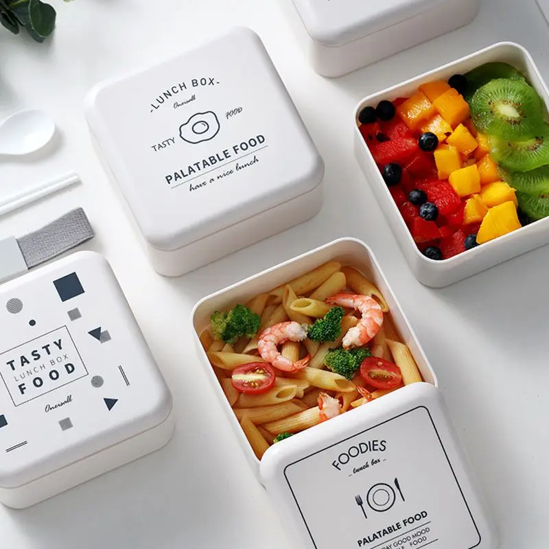 1 шт. Ланч бокс в скандинавском стиле 2 слоя портативная коробка для Бенто