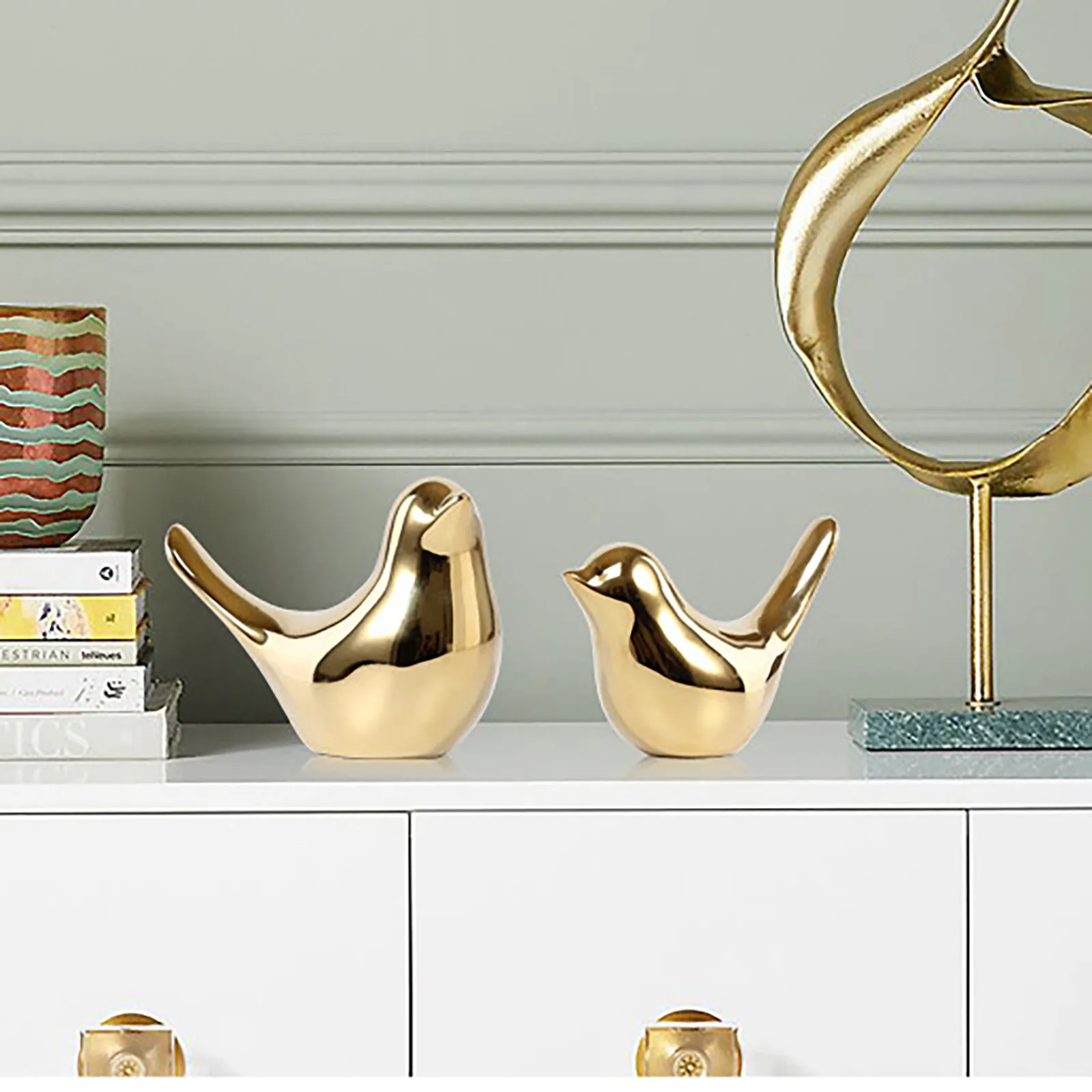 

Golden Ceramic Bird Decoration Modern Living Room Home Soft Decoration Desktop Home Decoration Animal Sculpture Wedding Gift#40