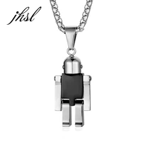 jhsl hiphop rock men robot pendants necklace silver color stainless steel fashion jewelry party gift wholesale