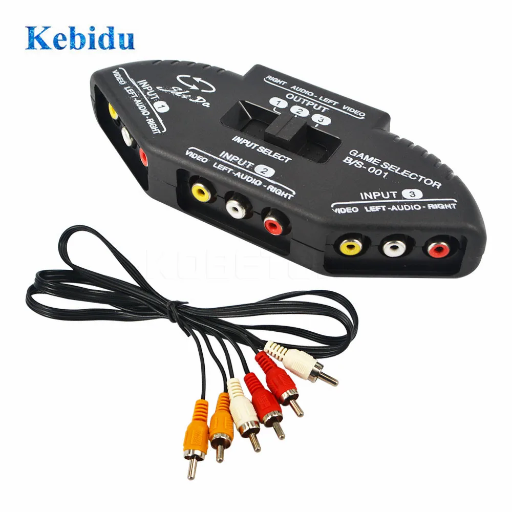 KEBIDU 3 портовый видео AV переключатель разветвитель Кабель RCA Hub игровой коммутатор