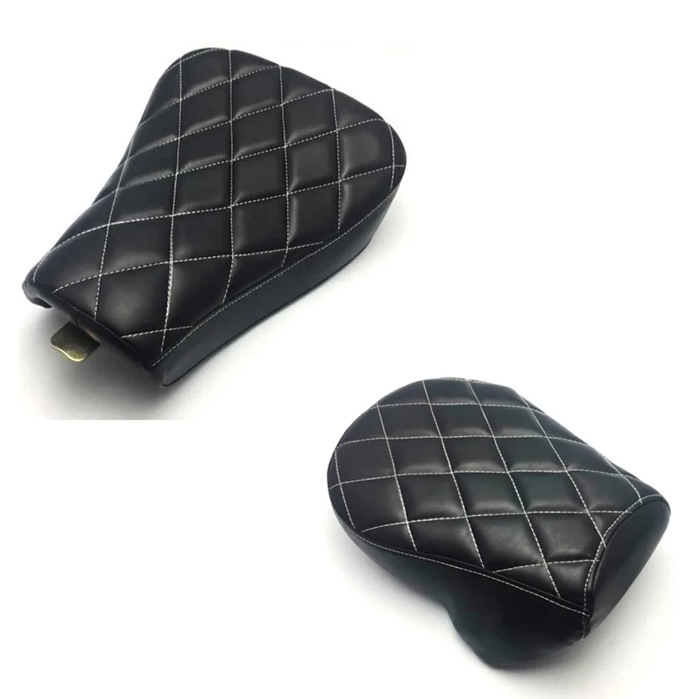 Черный Сшитый Кожаный передний драйвер Solo сиденье задний пассажирский коврик