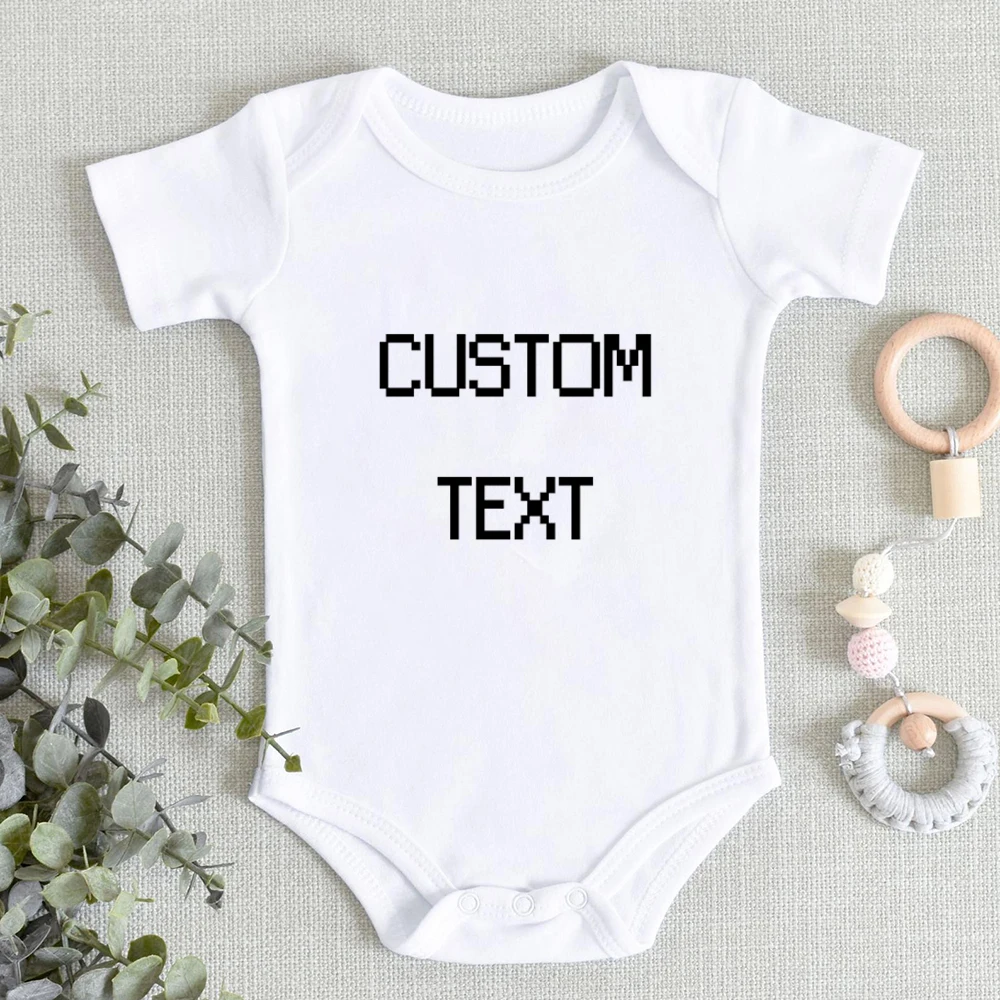DIY YOUR PRINT OR LOGO Newborn Bodysuit Short Sleeve Jumpsuit Breathable Casual Harajuku Simple CUSTOM TEXT Baby Romper
