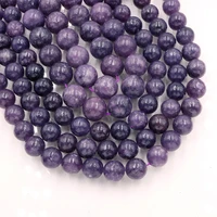 natural lepidolite purple round beads stone bead smooth charm gemstone for jewelry making diy women bracelet necklace