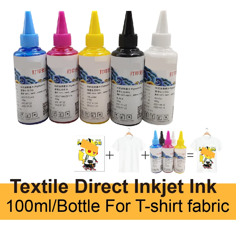 

100ml Textile pigment Direct Inkjet Ink For Epson xp600 tx800 DX5 DX7 textile direct inkjet ink UV flat printing ink