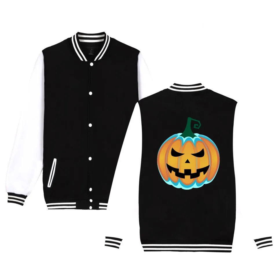 

new fashion Halloween pumpkin funny printed Baseball Jacket men women Sweatshirts coats tops casual long sleeve hoodies Jackets