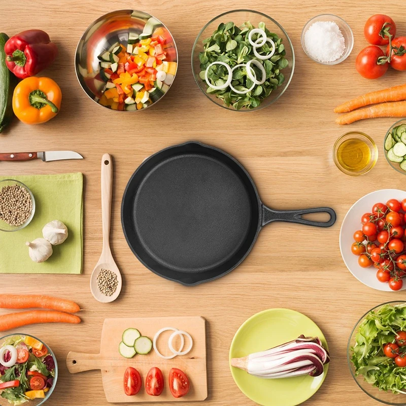 

14-20CM Cast Iron Frying Pan Non-stick Skillet for Gas Induction Cooker Egg Pancake Pot Restaurant Kitchen Cooking Pots Cookware