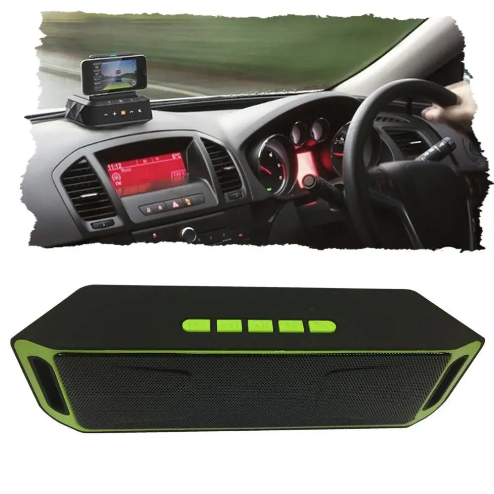

Outdoor Car Dual Subwoofer Speaker Wireless Stereo Waterproof USB/TF/Aux FM Voice Prompts Call Function