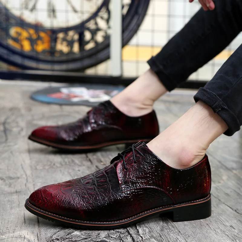 

Туфли-Броги мужские классические, кожаные, на шнуровке, заостренный носок, плоская подошва, оксфорды, модная Ретро обувь