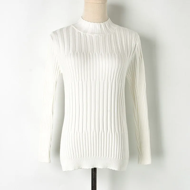 Женский простой свитер в полоску вязаный Осень-зима 2019 Тонкий Топ из тонкой ткани