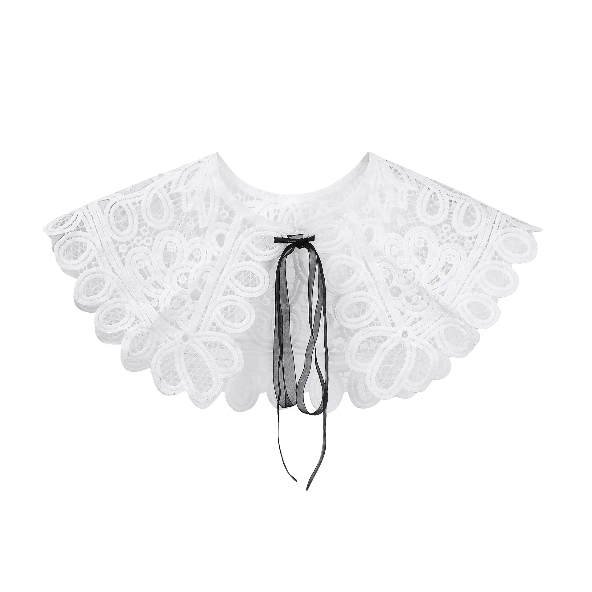 Linbaiway Cotton Fake Collar Women Detachable Lace Floral Shirt False Blouse Top Female Removable Lapel Decor |