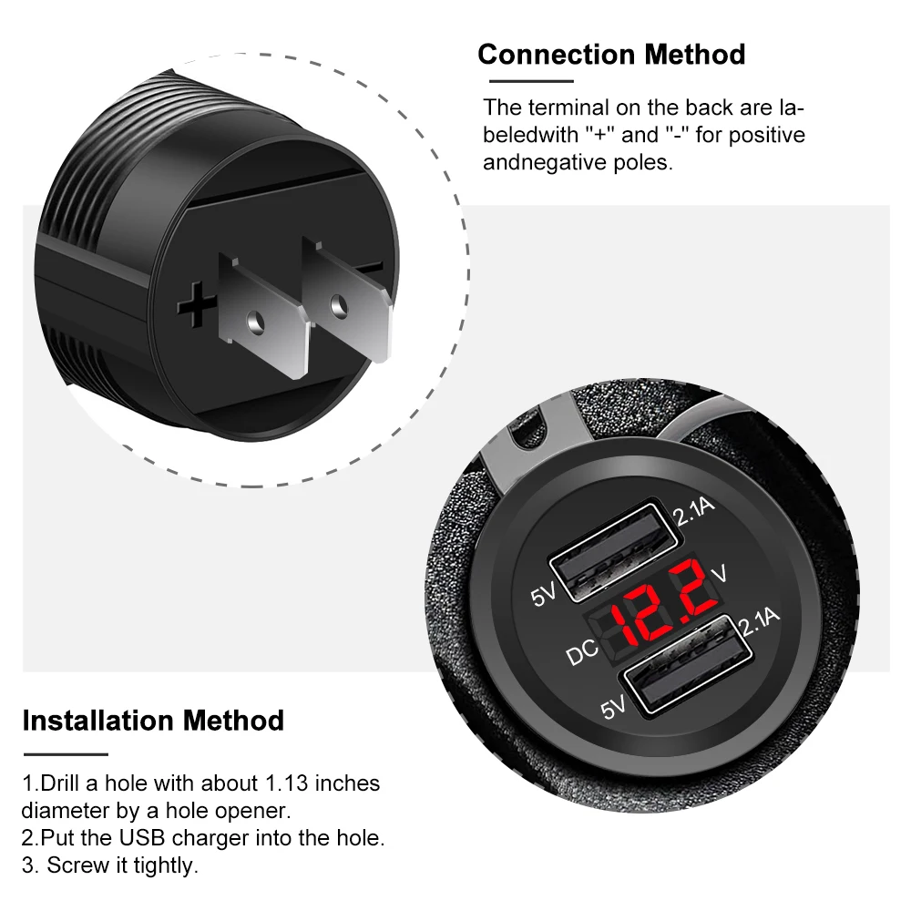 car charger usb cigarette lighter socket 12v 24v qc3 0 fast charging phone charge with led voltmeter for boat motorcycle free global shipping