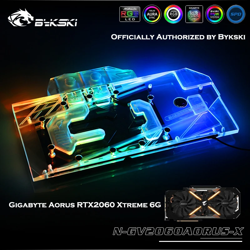 Bykski полный охват RGB/A RGB GPU водоблок для VGA Gigabyte AORUS GeForce RTX 2060 Xtreme 6G видеокарта N GV2060AORUS