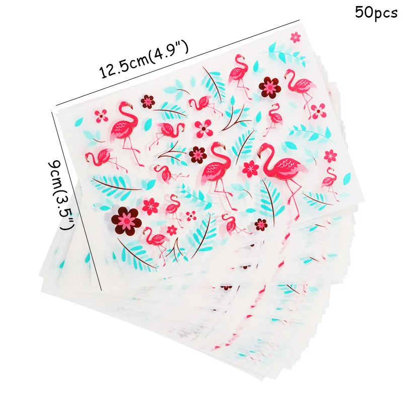 50pcs 50 шт. Фламинго Восковая бумага конфеты нуга Обертка Бумага шоколад тффи обертка подарок на день рождения свадебные сладкие вечерние украшения - Цвет: 50pcs