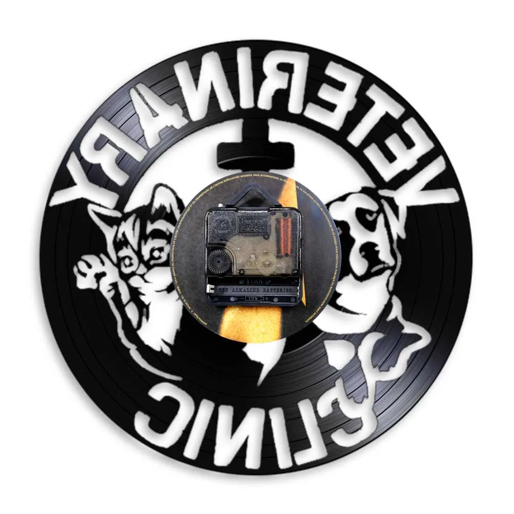 Настенные часы с виниловой пластиной для ухода за животными в ветеринарной