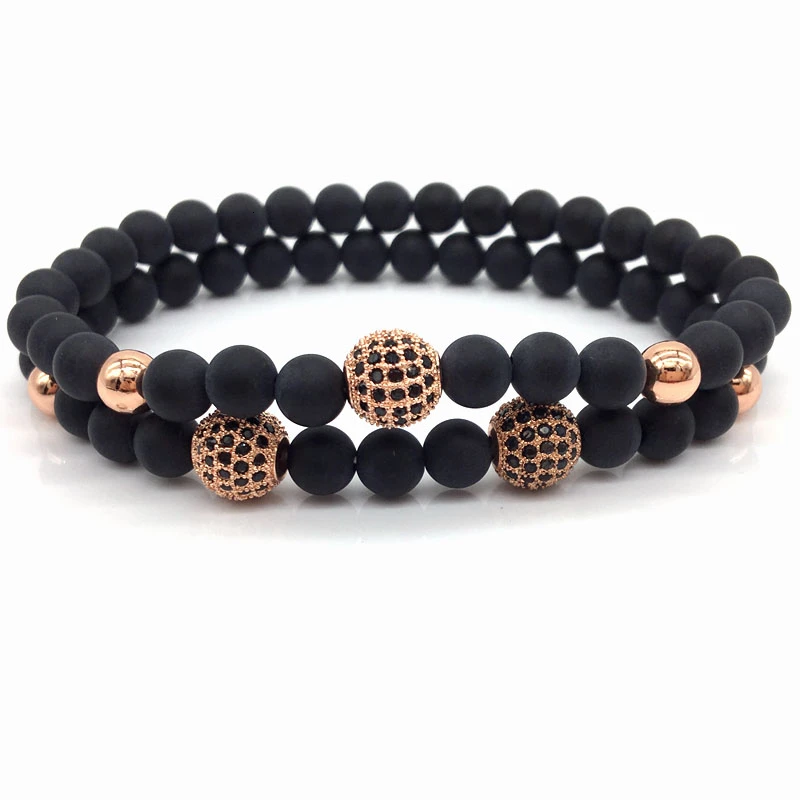 Классический 2 шт./компл. браслет для мужчин модный роскошный 6 мм CZ шар бусины