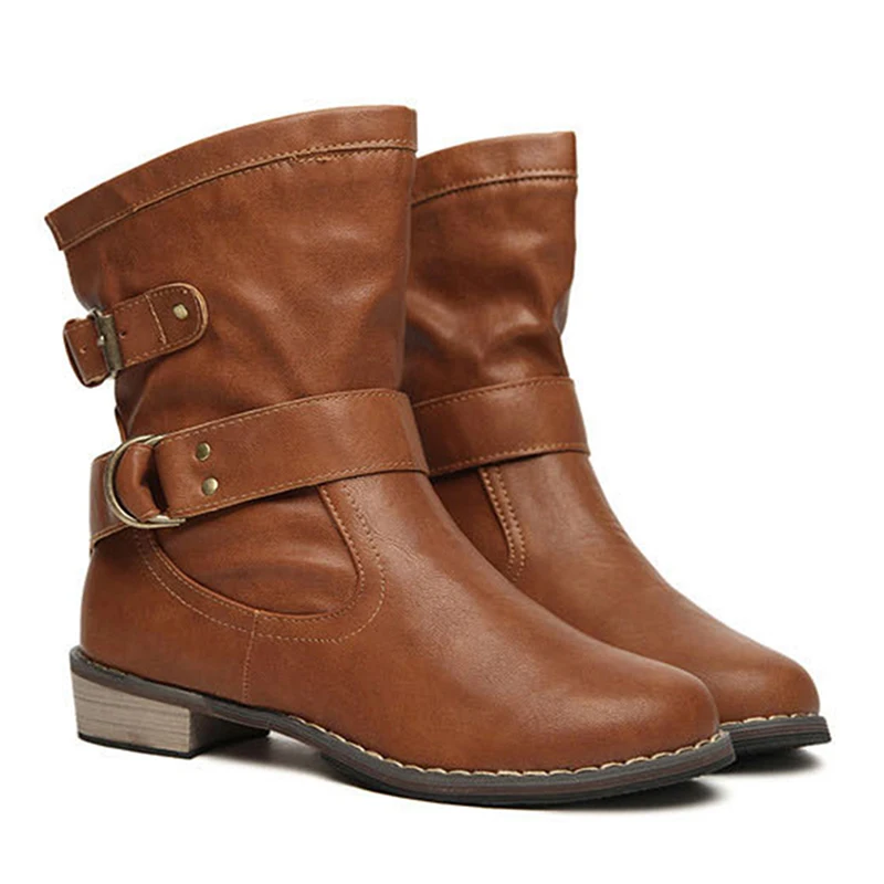 Брендовые байкерские ботинки из искусственной кожи Байкерская обувь женские в