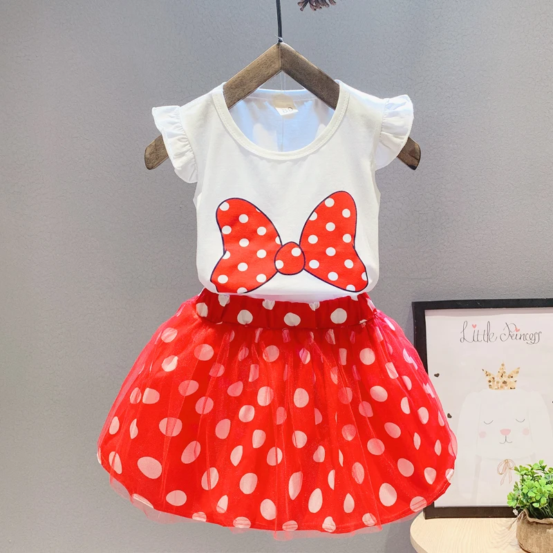 

Summer Girls Clothes Sets Toddler Cotton T-shirt+tutu Dress 2pce Tracksuits Girls Infant Lace Bow Clothing Set