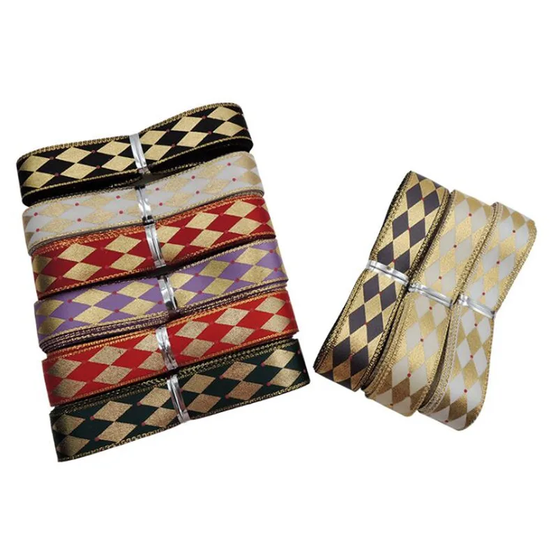 

Colorful 2.5cm 2.7m Ethnic Rhombus Jacquard Ribbon DIY Hat Clothing Bags Decoration Trim Curtain Home Textile Accessories