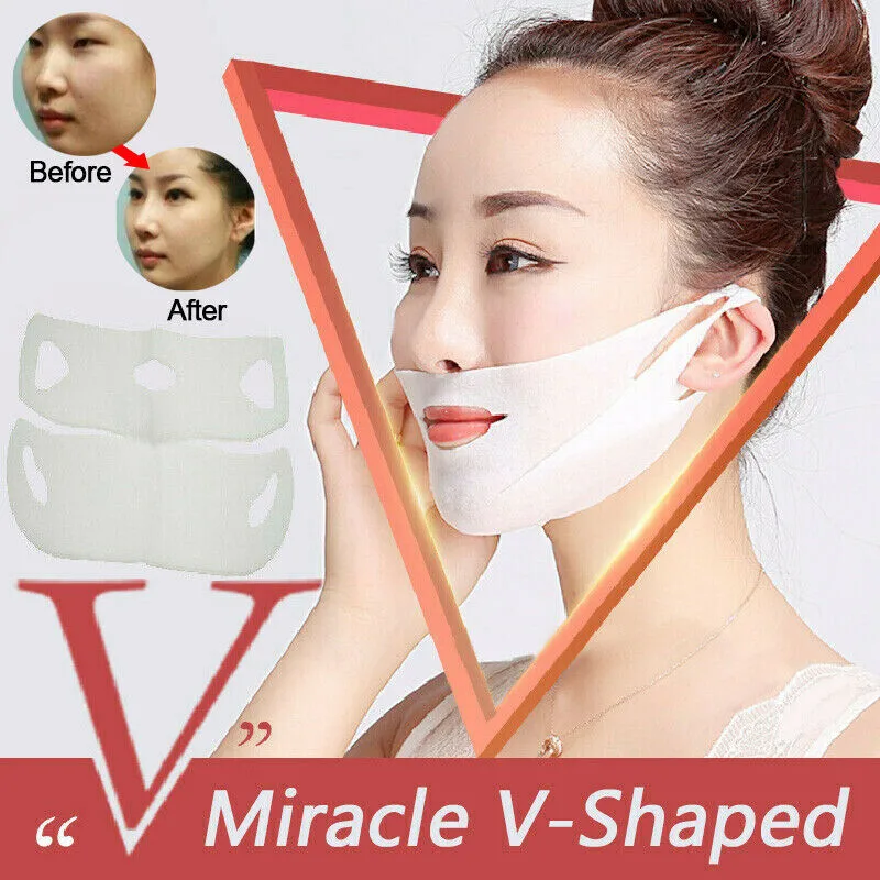 4D Double V Face Shaped Mask Hanging Chin Cheek Lifting Skin Firming Hydrogel Neck Slimmer Beauty Care Tools | Красота и здоровье