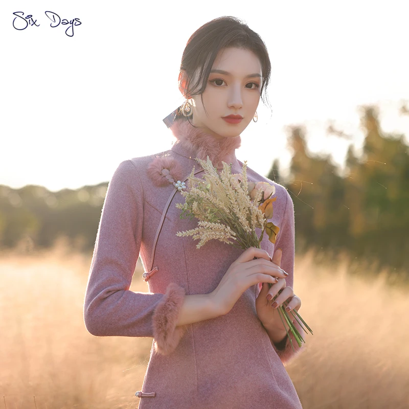 

Chinese Dress Women Plush Vintage Cheongsam Slim Young Modern Qipao Winter Dress Girl Casual Birthday Party Lady Vestidos